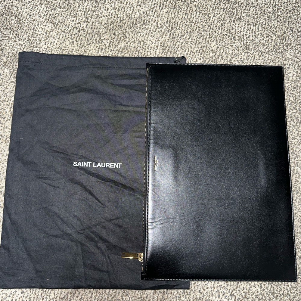 Saint Laurent Black Laptop Bag Sleek Minimalist Design